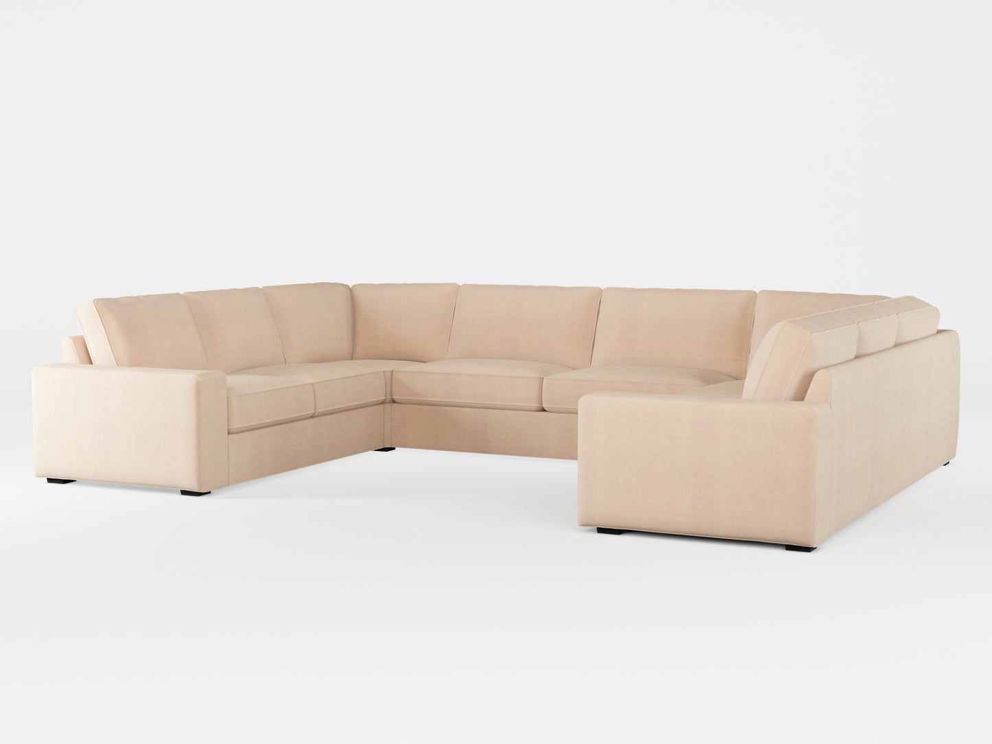 Ikea KIVIK 7-seat U-shaped sofa cover made by Covereo in upholstery named TUNSO Nude Three