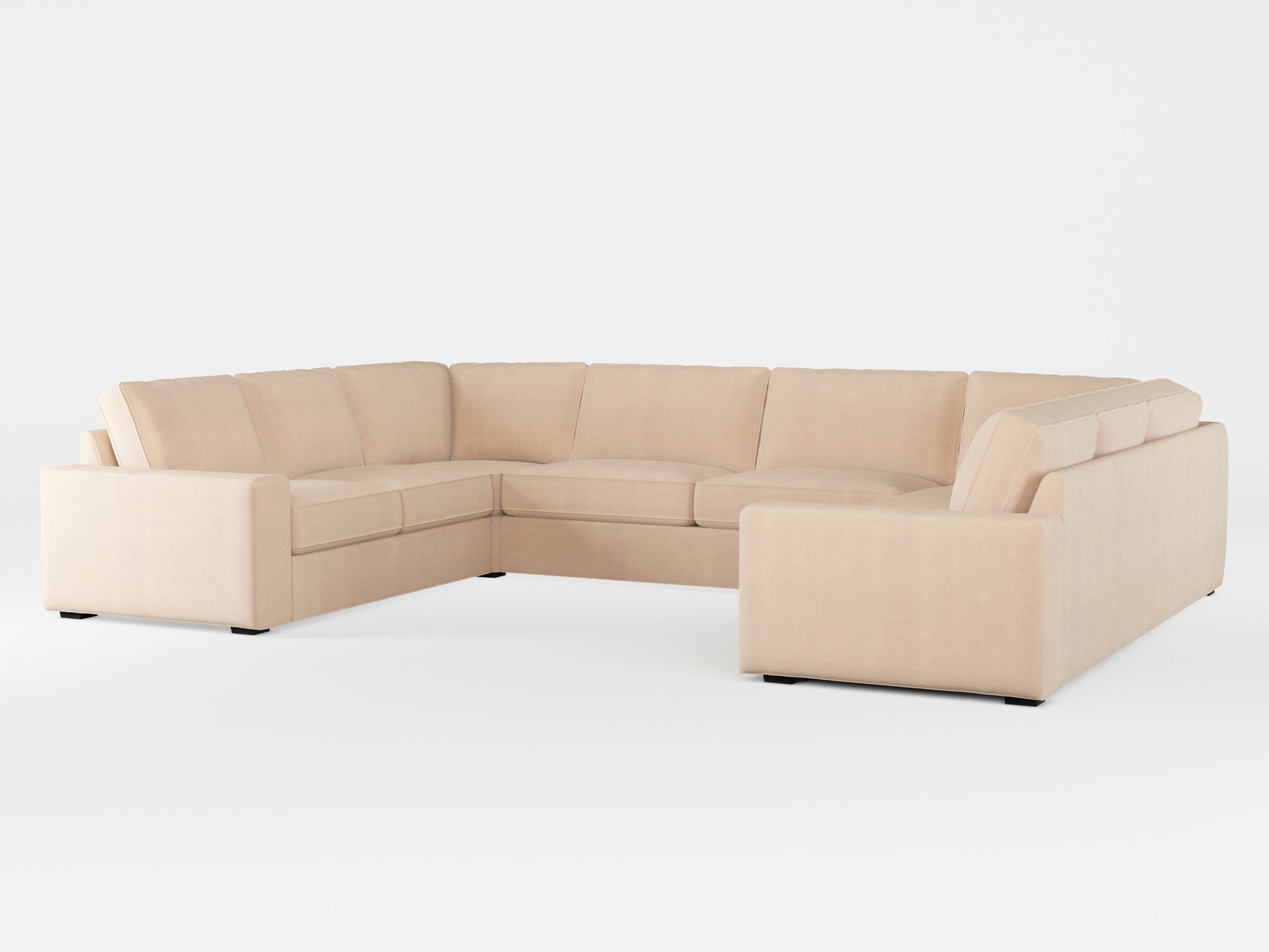 Ikea KIVIK 7-seat U-shaped sofa cover made by Covereo in upholstery named TUNSO Nude Three