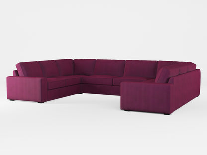 Ikea KIVIK 7-seat U-shaped sofa cover made by Covereo in upholstery named TUNSO Violet Pansy