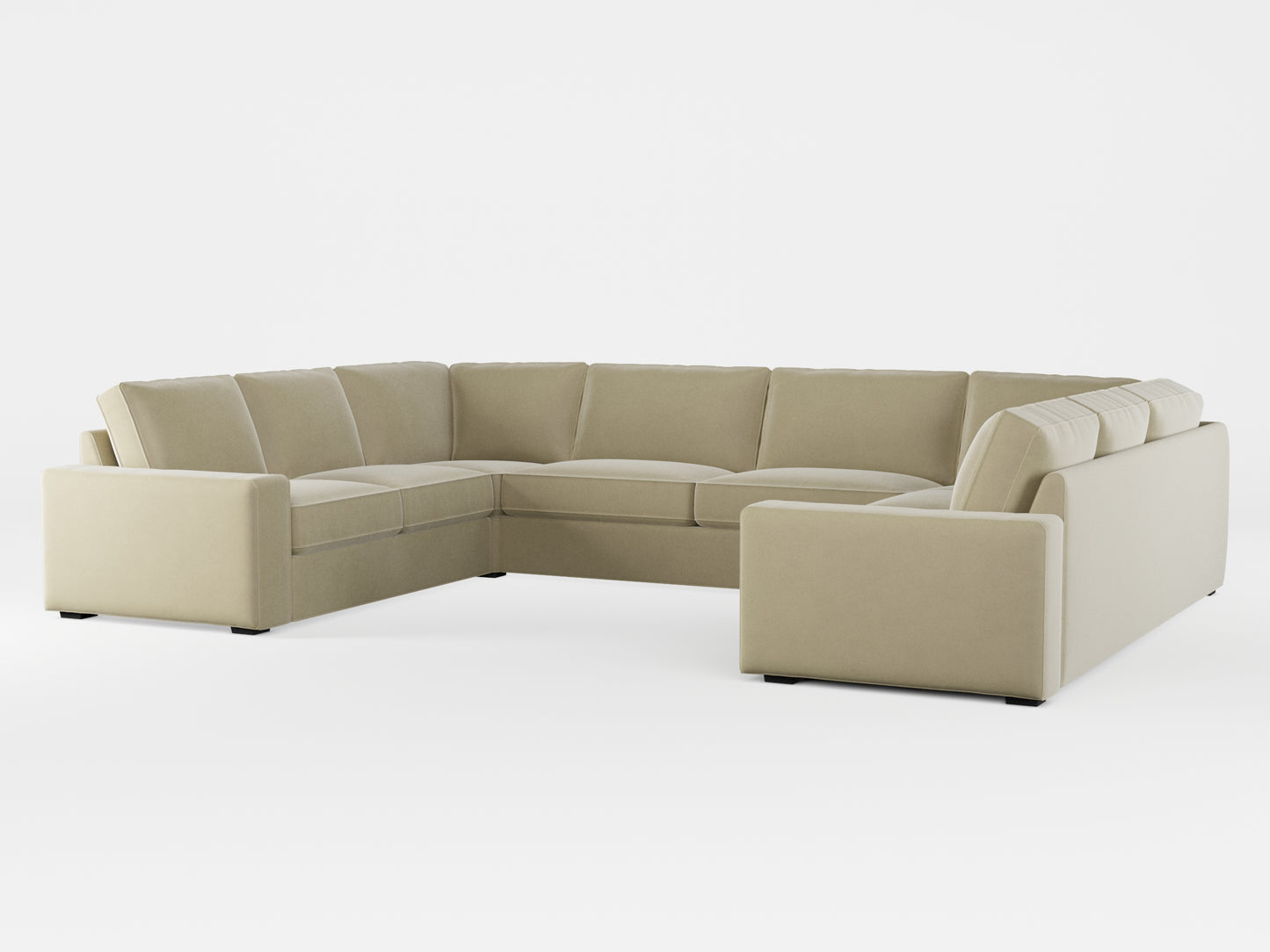 Ikea KIVIK 7-seat U-shaped sofa cover made by Covereo in upholstery named VELVET Ashen Beige