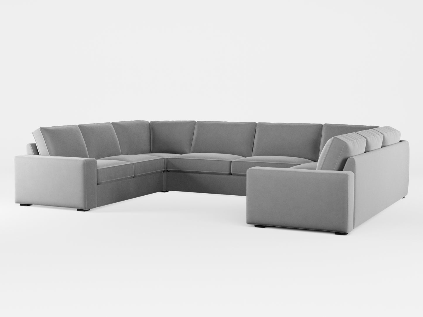 Ikea KIVIK 7-seat U-shaped sofa cover made by Covereo in upholstery named VELVET Cool Grey