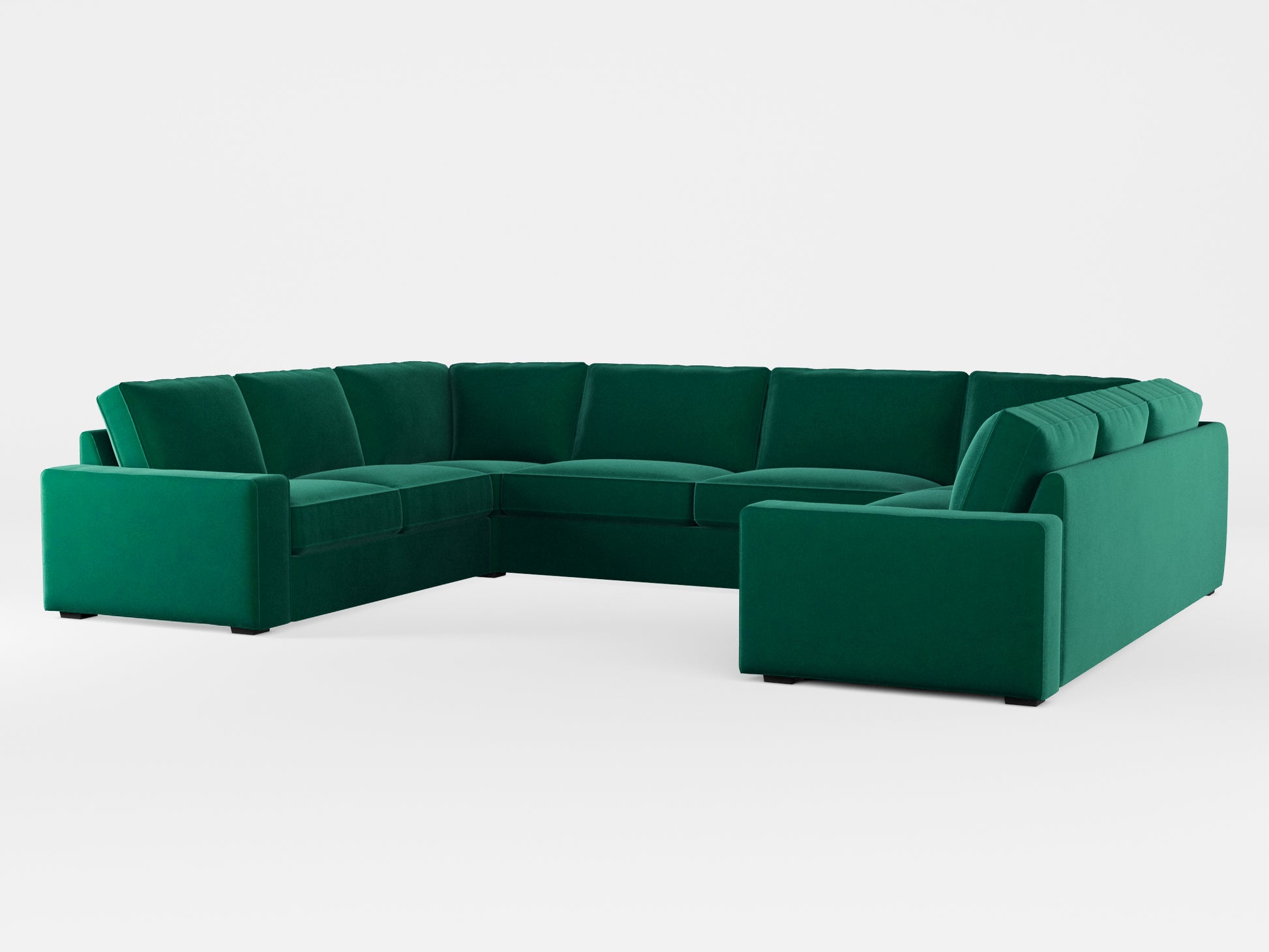 Ikea KIVIK 7-seat U-shaped sofa cover made by Covereo in upholstery named VELVET Dark Teal