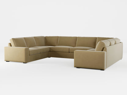 Ikea KIVIK 7-seat U-shaped sofa cover made by Covereo in upholstery named VELVET Golden Hour