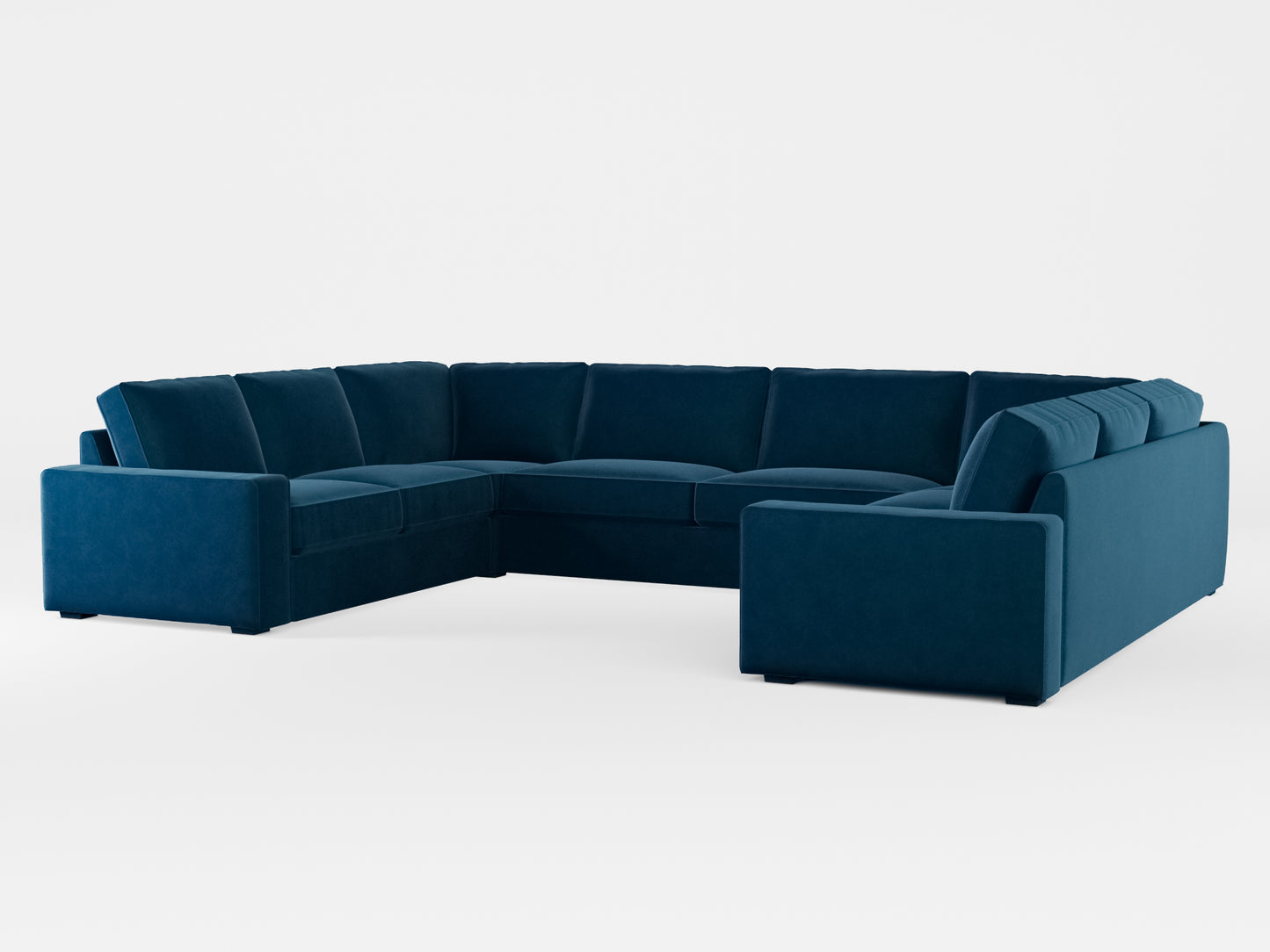 Ikea KIVIK 7-seat U-shaped sofa cover made by Covereo in upholstery named VELVET In the Navy