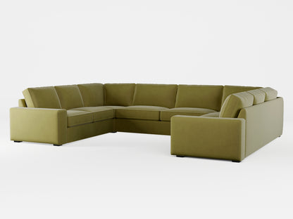 Ikea KIVIK 7-seat U-shaped sofa cover made by Covereo in upholstery named VELVET Olive Dream