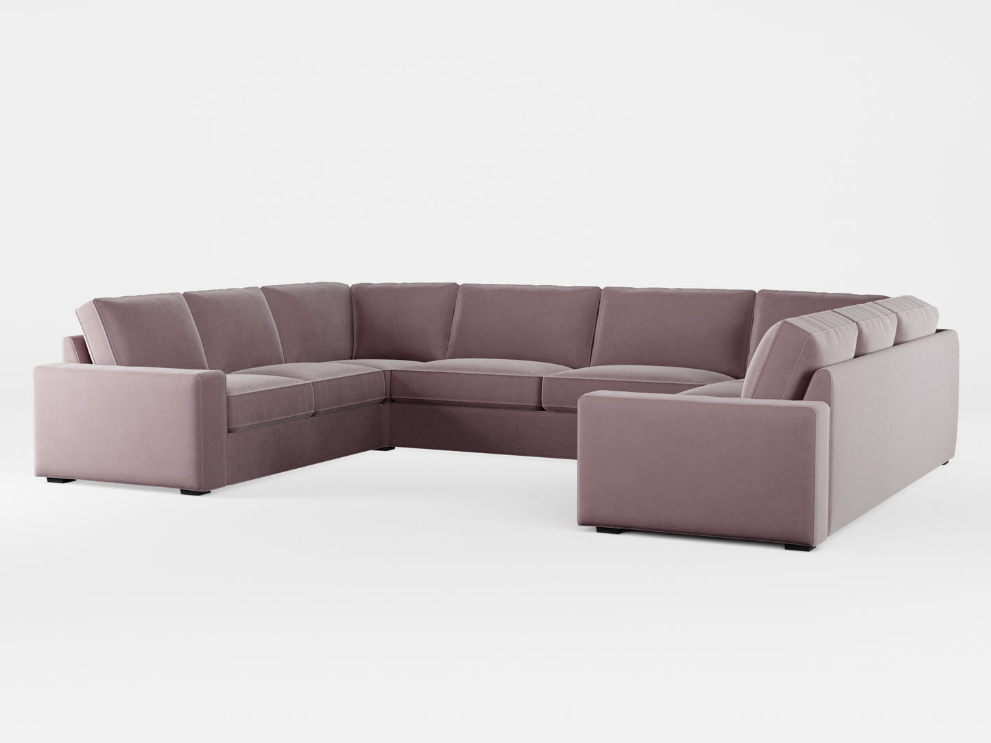 Ikea KIVIK 7-seat U-shaped sofa cover made by Covereo in upholstery named VELVET Peaceful Lily