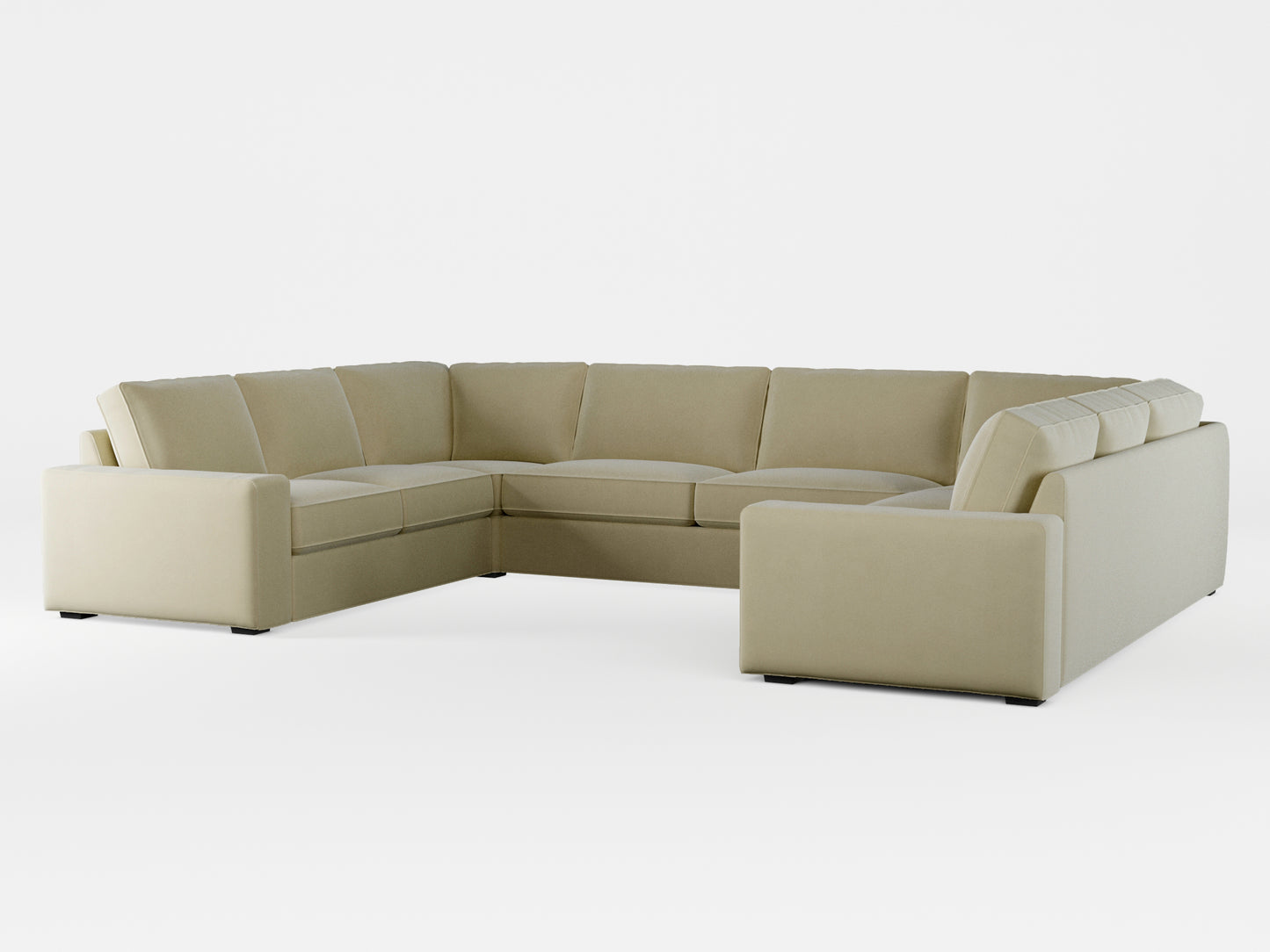 Ikea KIVIK 7-seat U-shaped sofa cover made by Covereo in upholstery named VELVET Pearl Cream