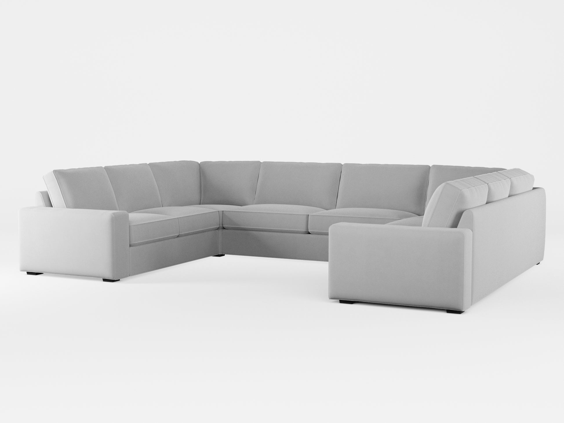 Ikea KIVIK 7-seat U-shaped sofa cover made by Covereo in upholstery named VELVET Queen of Ice