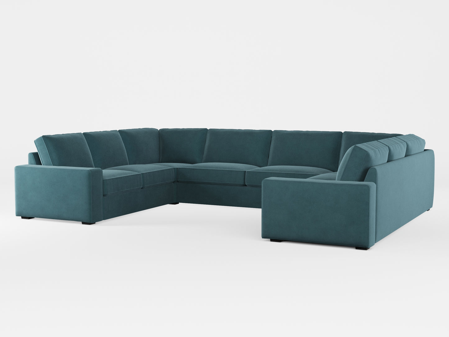 Ikea KIVIK 7-seat U-shaped sofa cover made by Covereo in upholstery named VELVET Smoky Blue