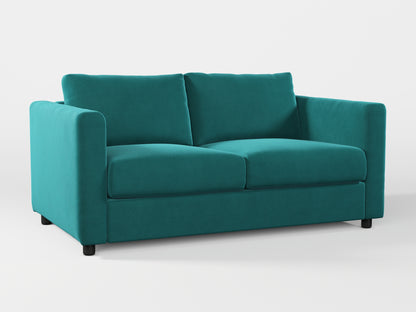 Ikea VIMLE 2-seat sofa cover made by Covereo in upholstery named VELVET Turquoise Twist