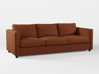 Ikea VIMLE 3-seat sofa cover made by Covereo in upholstery named COSY Chestnut