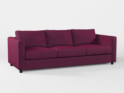 Ikea VIMLE 3-seat sofa cover made by Covereo in upholstery named TUNSO Violet Pansy