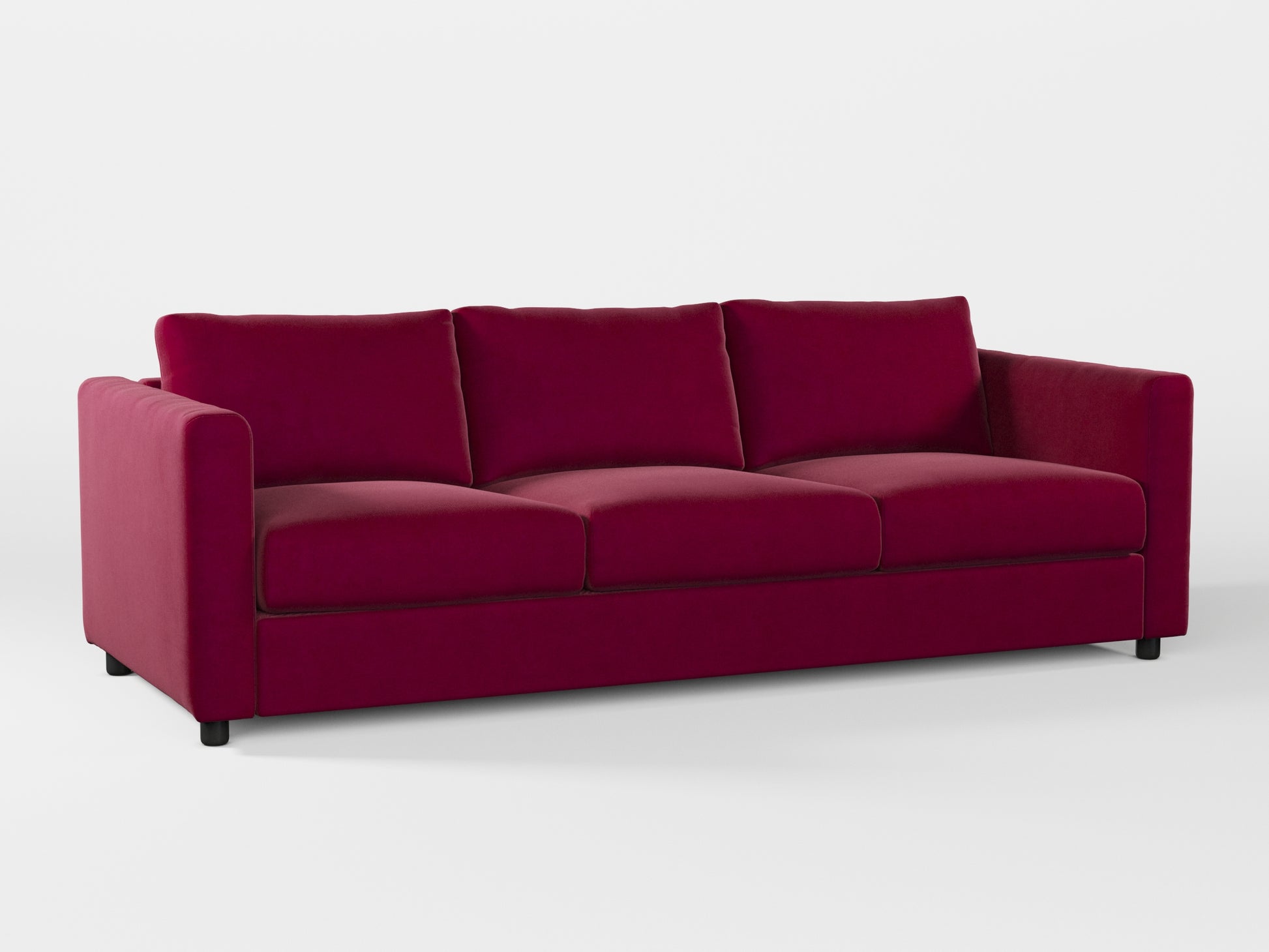 Ikea VIMLE 3-seat sofa cover made by Covereo in upholstery named VELVET Beetroot Cocktail