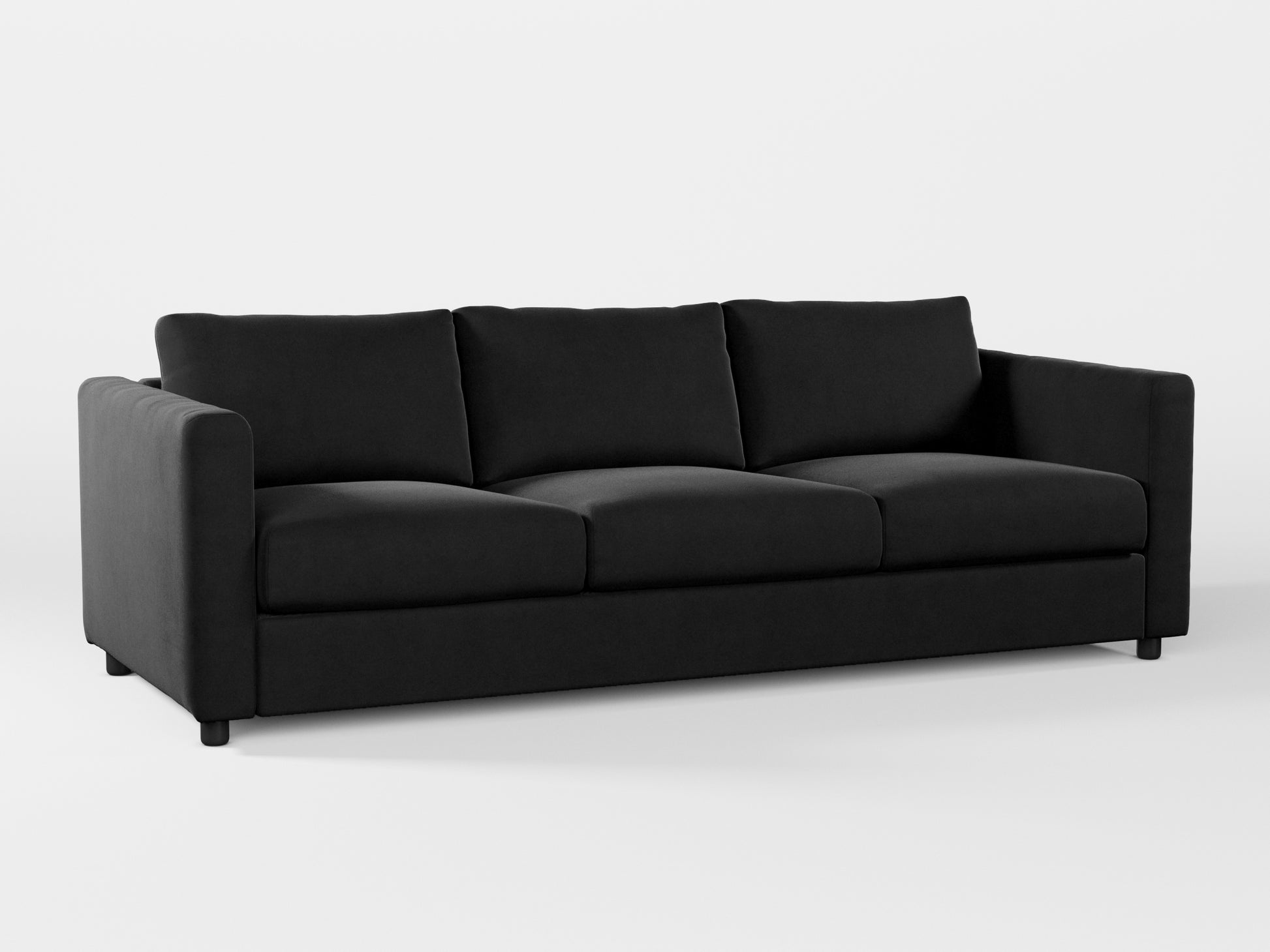 Ikea VIMLE 3-seat sofa cover made by Covereo in upholstery named VELVET Shiny Black