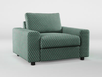 Ikea VIMLE Armchair cover made by Covereo in upholstery named HERRINGBONE Green