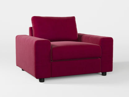 Ikea VIMLE Armchair cover made by Covereo in upholstery named VELVET Beetroot Cocktail