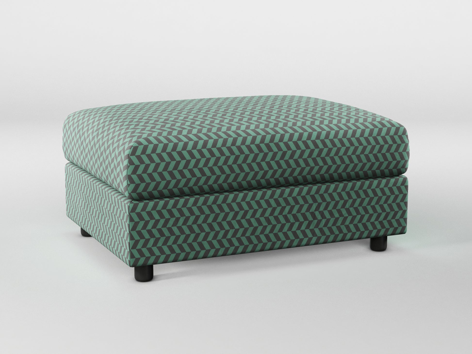 Ikea VIMLE Footstool cover made by Covereo in upholstery named HERRINGBONE Green