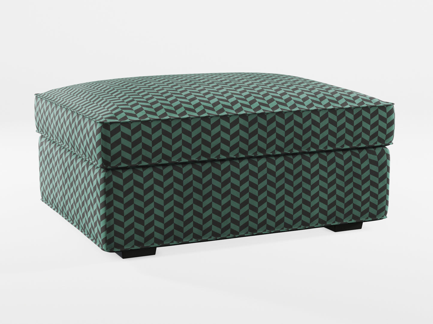 Ikea KIVIK Footstool cover made by Covereo in upholstery named HERRINGBONE Green