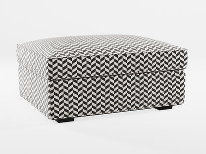 Ikea KIVIK Footstool cover made by Covereo in upholstery named HERRINGBONE Silver